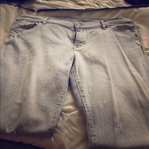 Distressed white & blue stripped jeans size 30/10